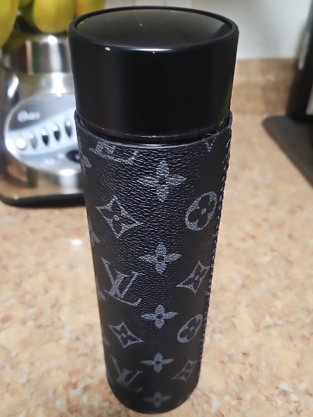 Louis Vuitton Black Flask Monogram Leather Case Sleeve